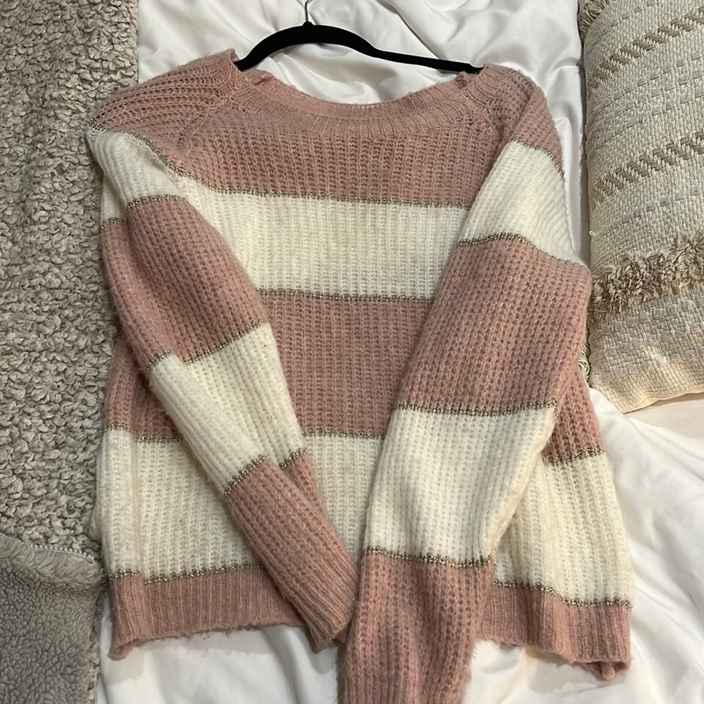 Pink & white knit sweater